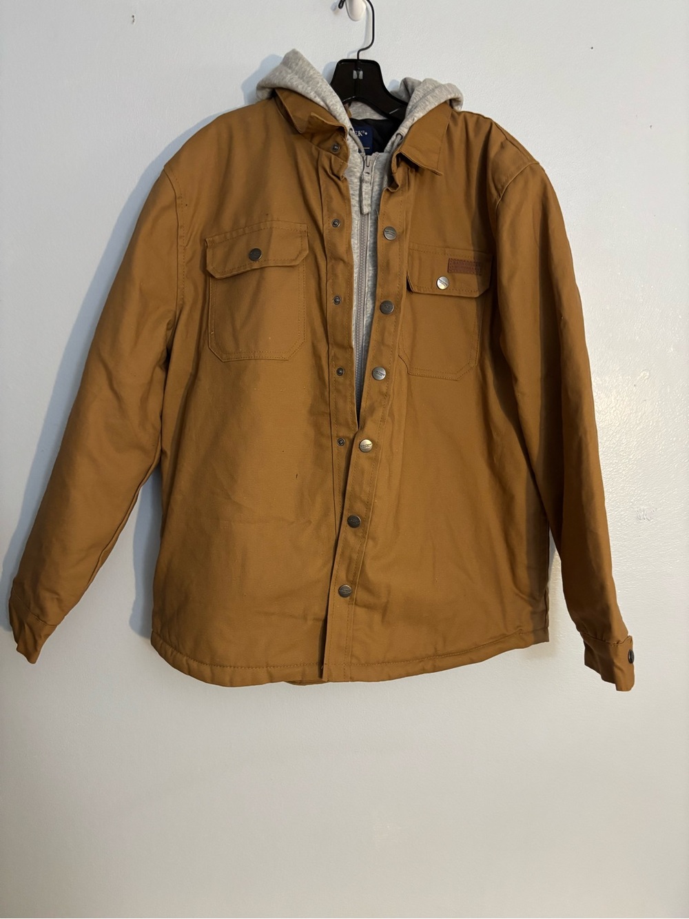 Men's Hooded Canvas Work Jacket in Brown.  Great jacket with warm hoodie lining